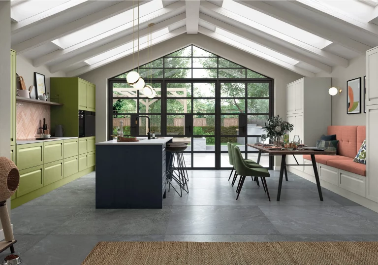Harborne Slate Blue, Stone & Colour Matched Citrus Green