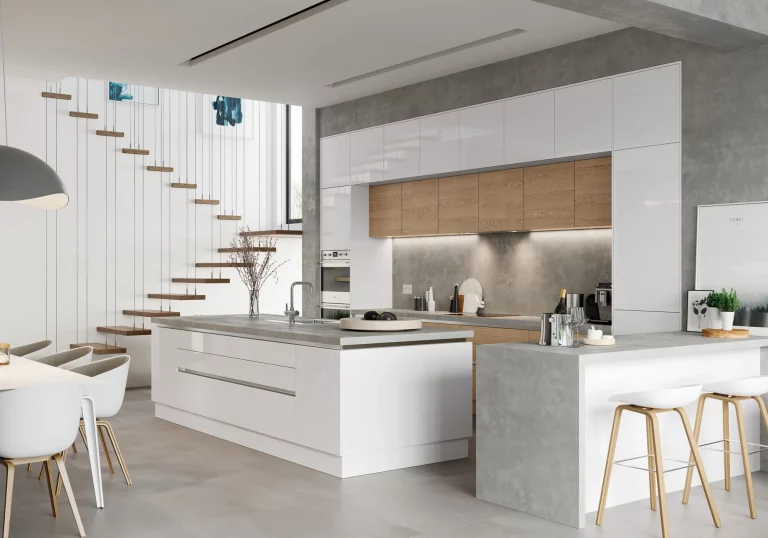 Zola Gloss White & Tavola Parched Oak