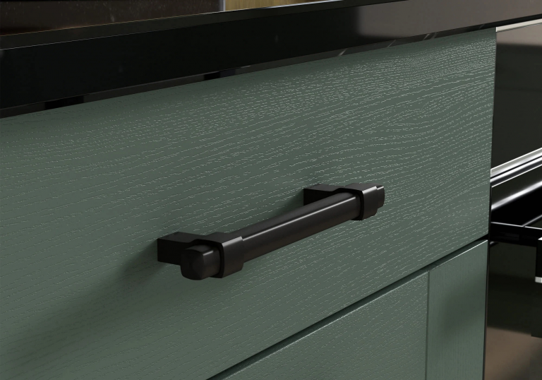 Black Bar Handle Shown Here On A Kensington Heritage Green Door