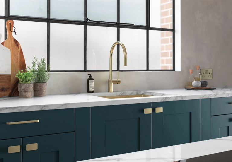 Contemporary Brass Knobs Shown On This Georgian Marine Kitchen