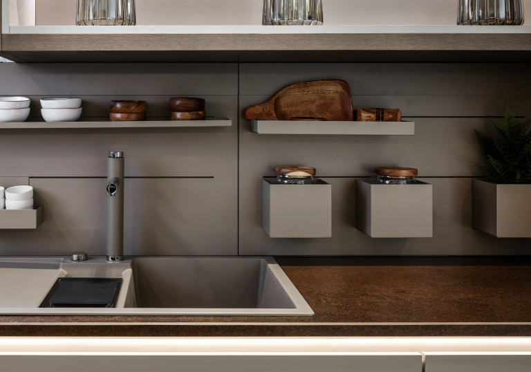 This Metallic Sintered Stone Compliments Zola Matte Cashmere