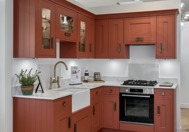 The Gold Veining In This Quartz Compliments The Brass Tap